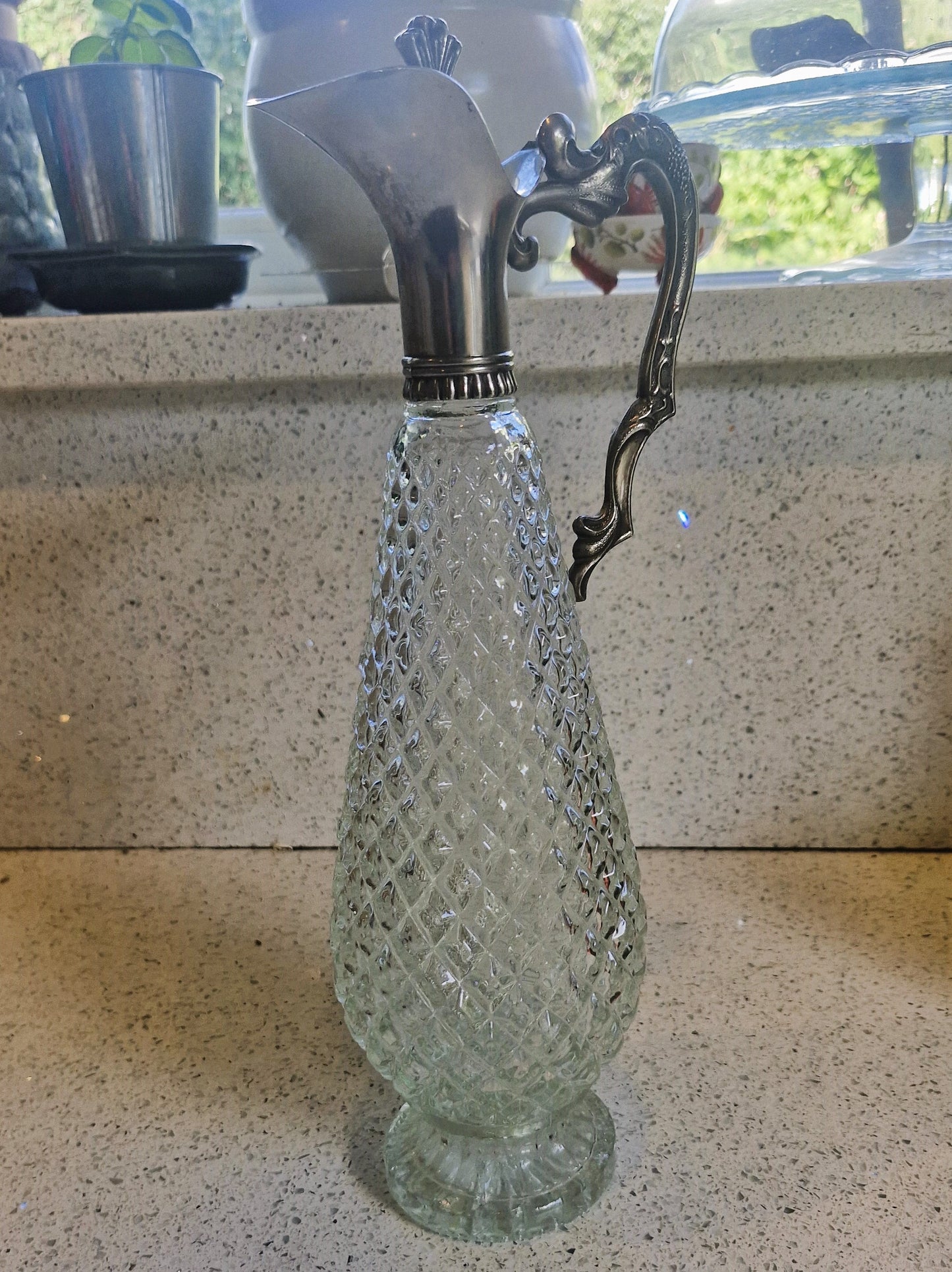 Vintage Italian Wine Decanters: Art Deco Silver Pewter