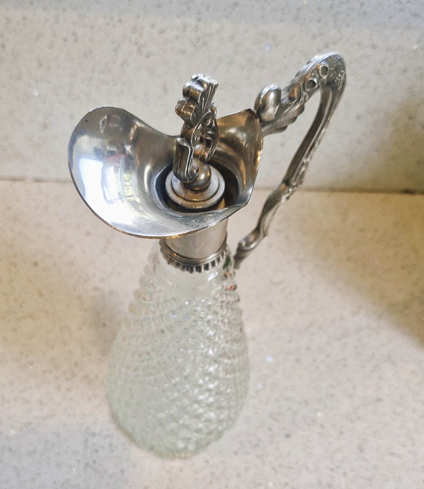 Vintage Italian Wine Decanters: Art Deco Silver Pewter