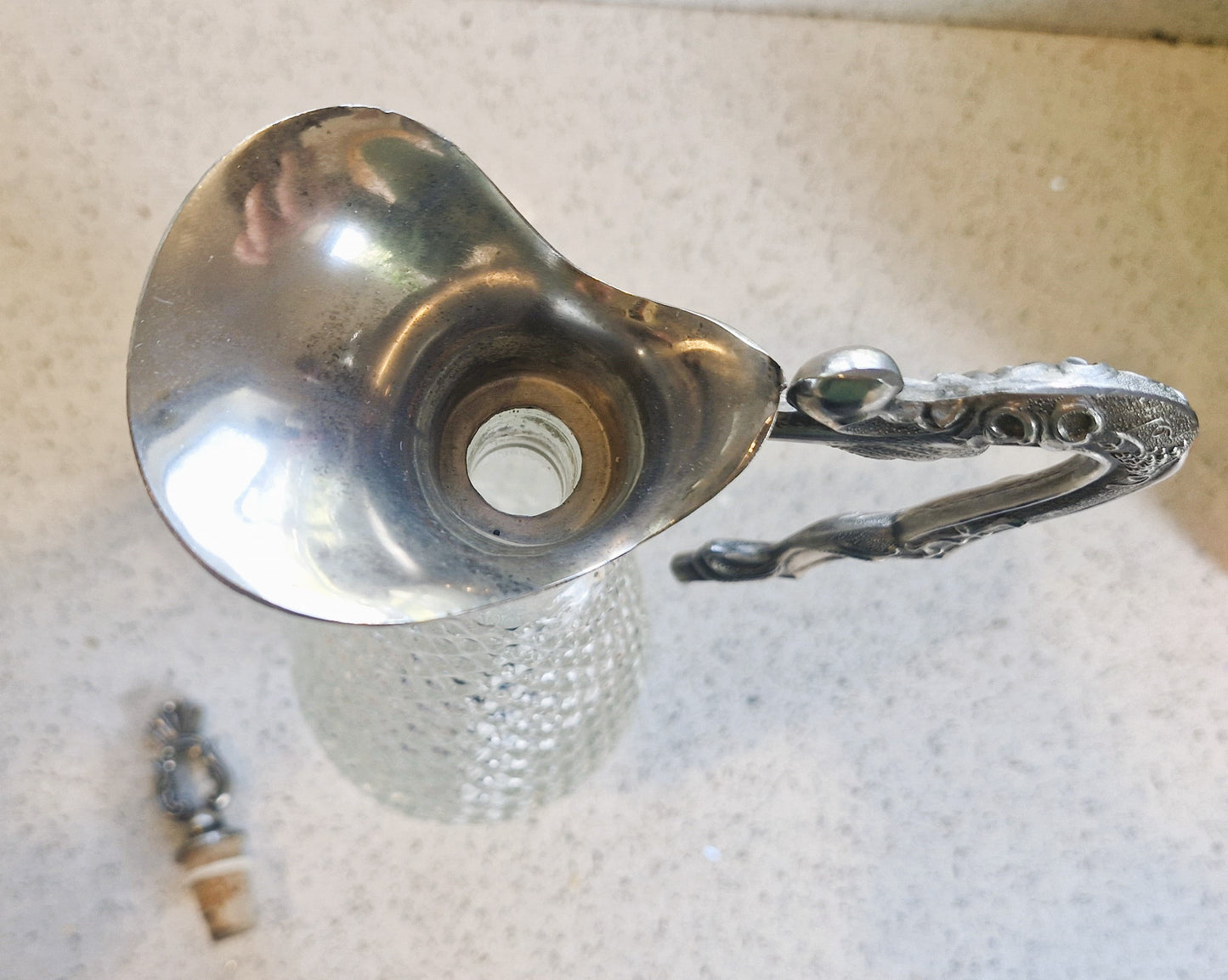 Vintage Italian Wine Decanters: Art Deco Silver Pewter