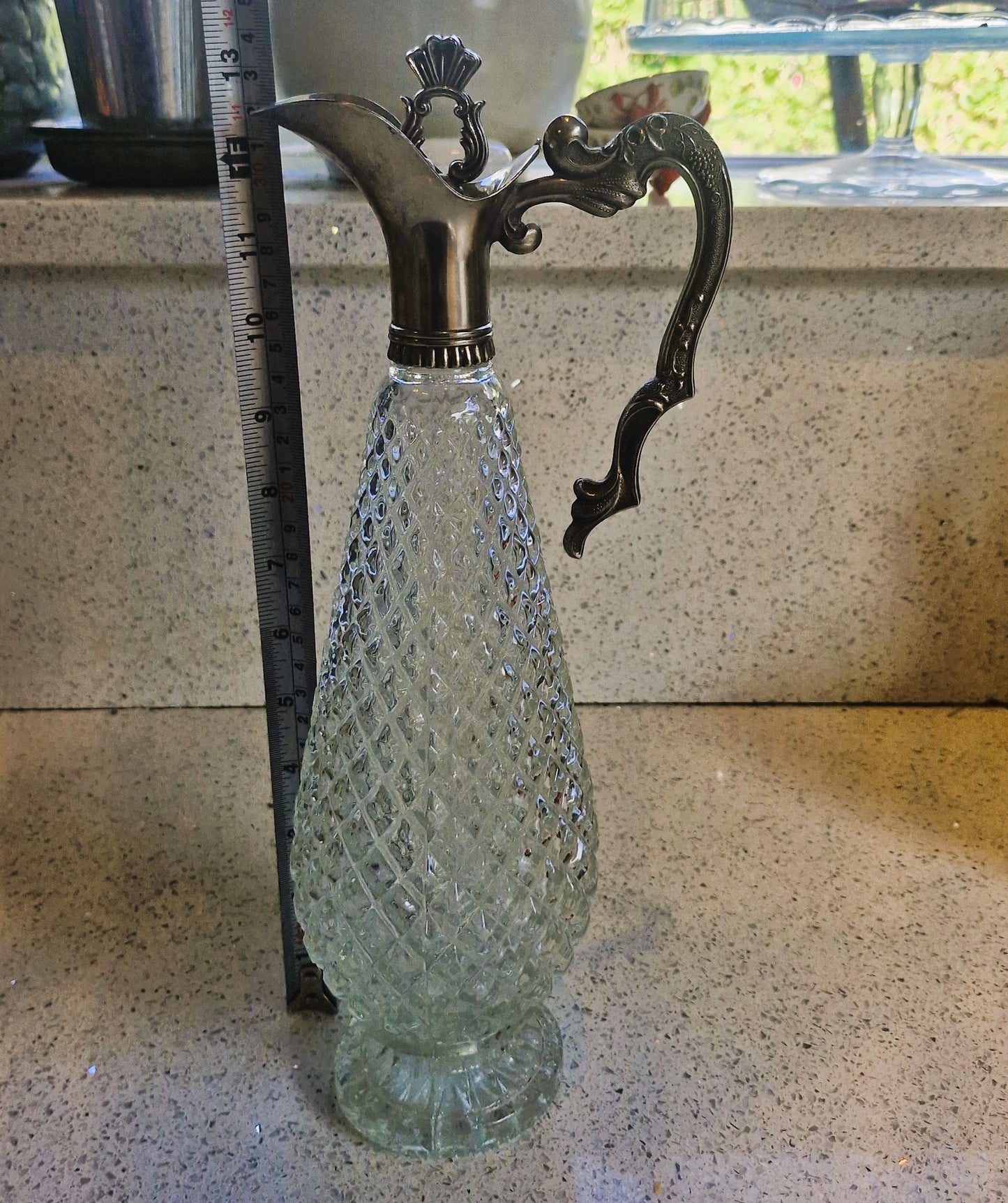 Vintage Italian Wine Decanters: Art Deco Silver Pewter