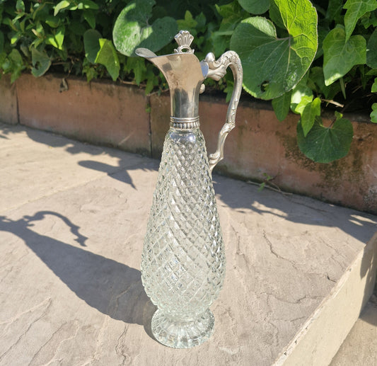 Vintage Italian Wine Decanters: Art Deco Silver Pewter