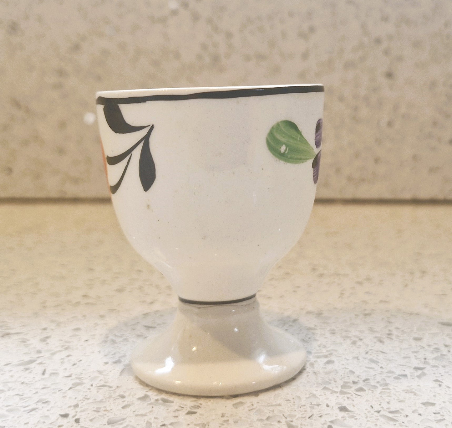 Hand Painted Art Deco Egg Cup: Yellow, Orange & Black