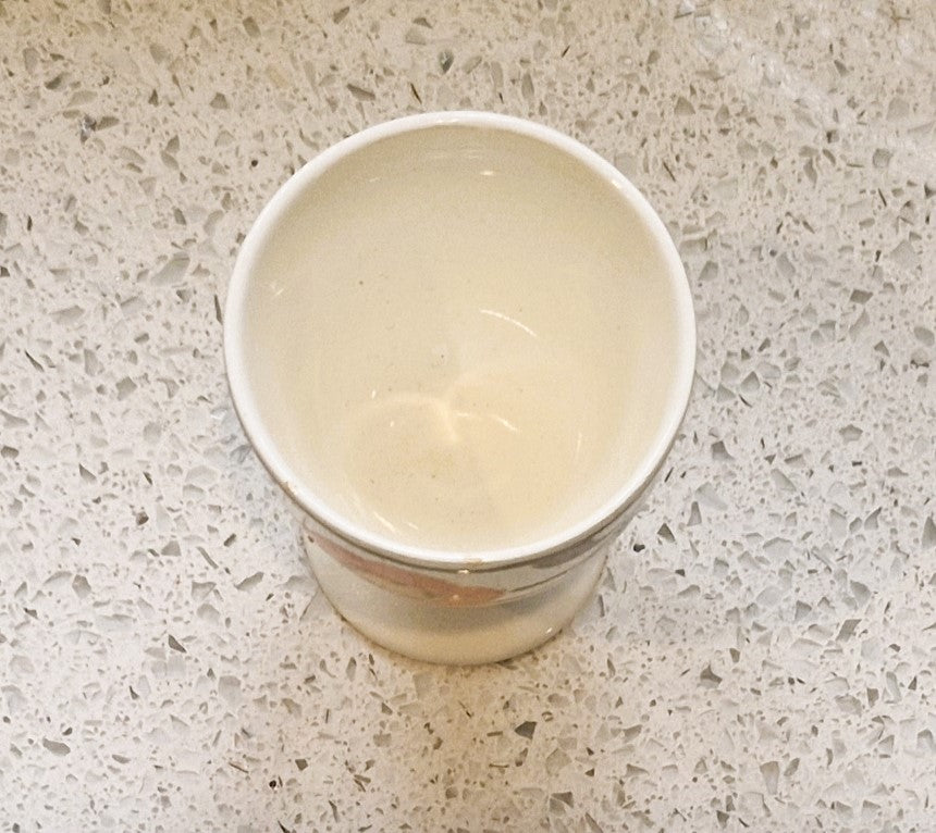 Hand Painted Art Deco Egg Cup: Yellow, Orange & Black