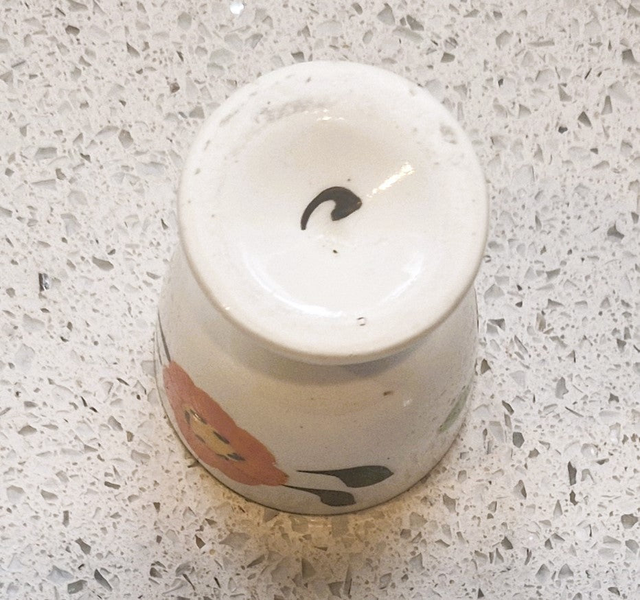 Hand Painted Art Deco Egg Cup: Yellow, Orange & Black