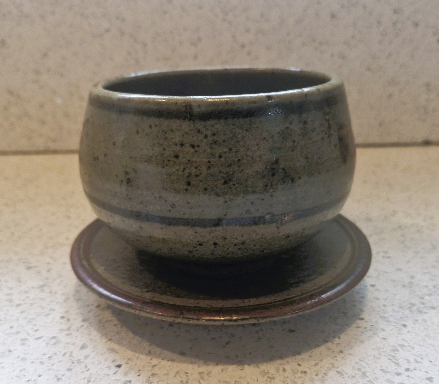 Stoneware Mugs, Stoneware Mug, Brown, Handmade, Natural, with Saucer, Organic