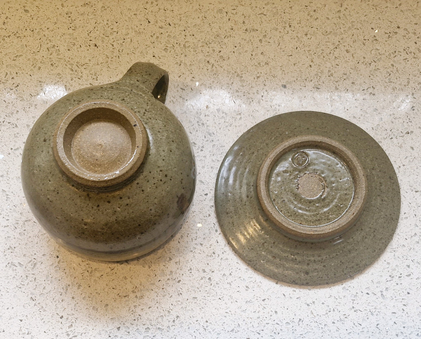 Stoneware Mugs, Stoneware Mug, Brown, Handmade, Natural, with Saucer, Organic