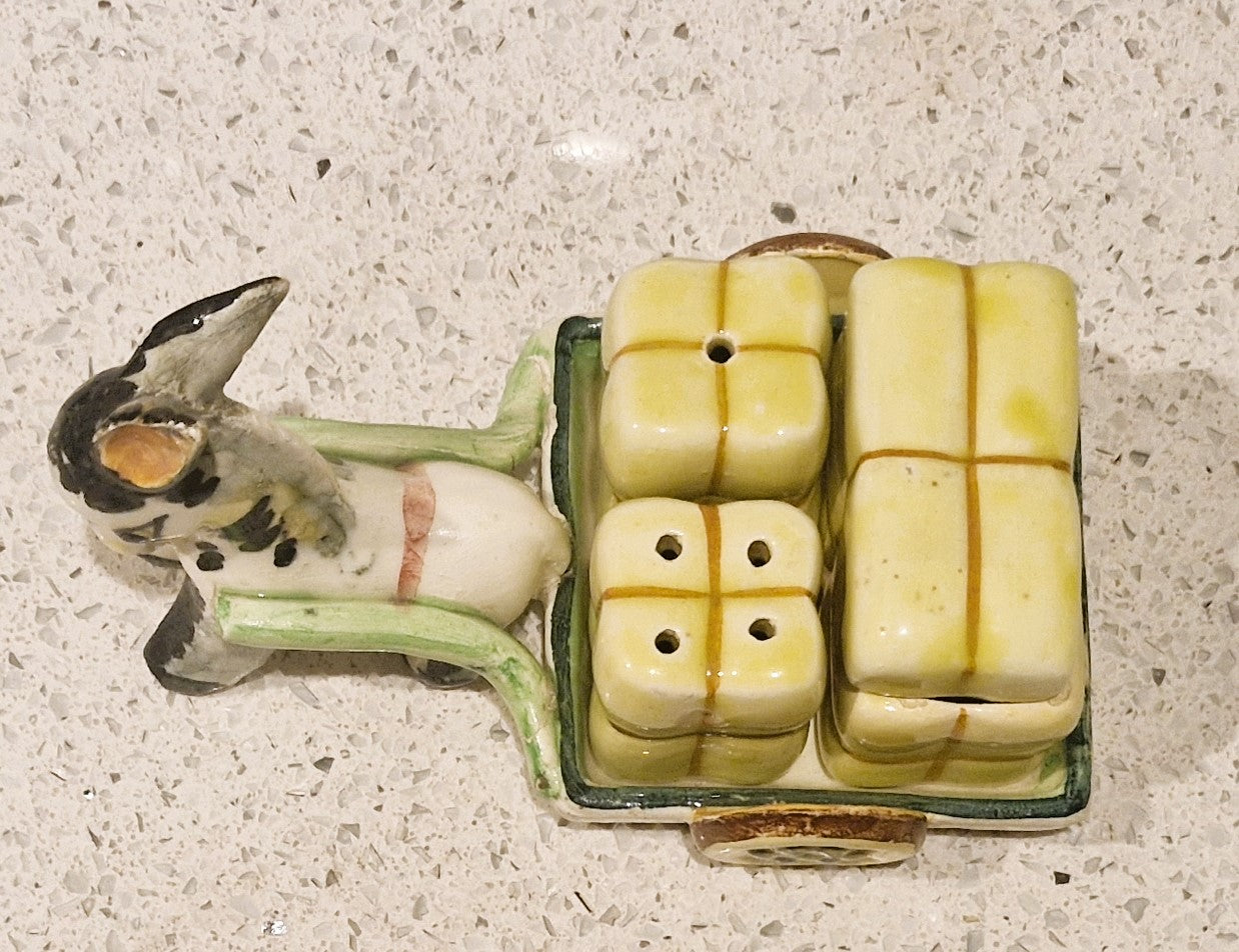 Vintage Kitsch Ceramic Donkey Salt and Pepper Shakers: 60s Kitchen Decor