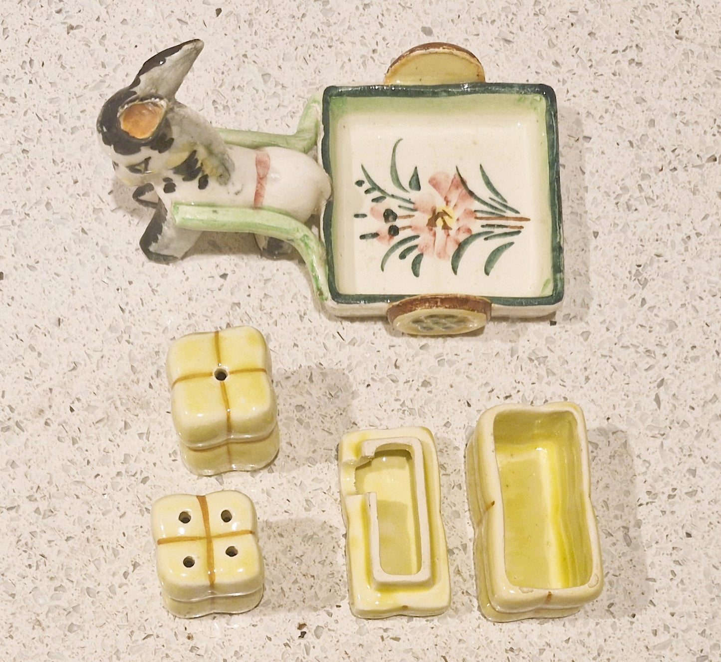Vintage Kitsch Ceramic Donkey Salt and Pepper Shakers: 60s Kitchen Decor