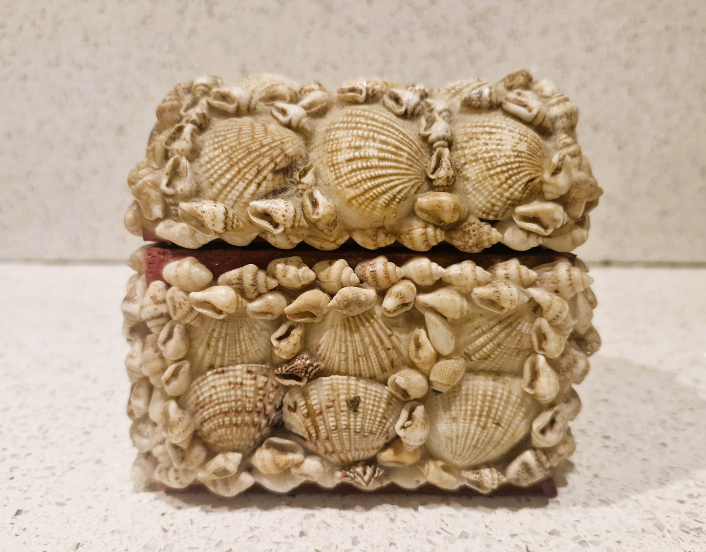 Shell Covered Jewellery Box, Vintage Sea Shell Box, Shell Trinket Box, Sea Shells,