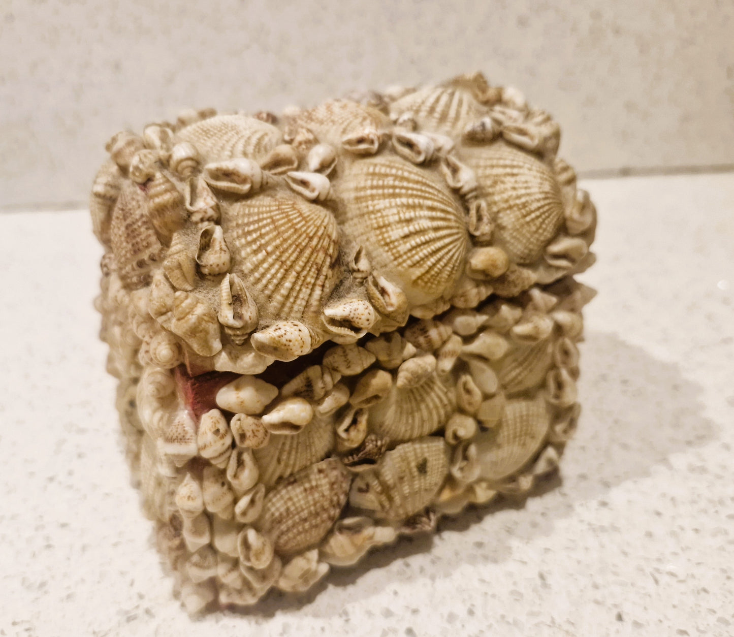 Shell Covered Jewellery Box, Vintage Sea Shell Box, Shell Trinket Box, Sea Shells,