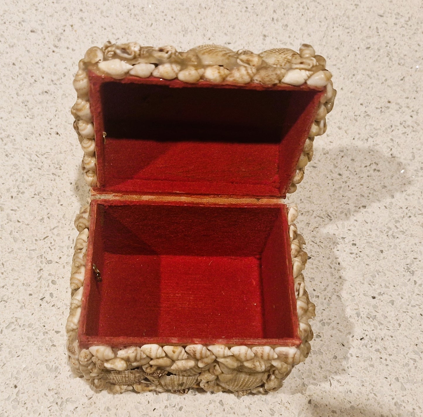 Shell Covered Jewellery Box, Vintage Sea Shell Box, Shell Trinket Box, Sea Shells,