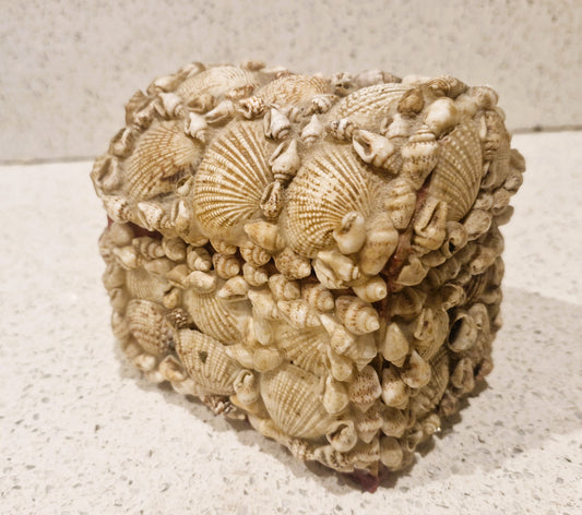 Shell Covered Jewellery Box, Vintage Sea Shell Box, Shell Trinket Box, Sea Shells,