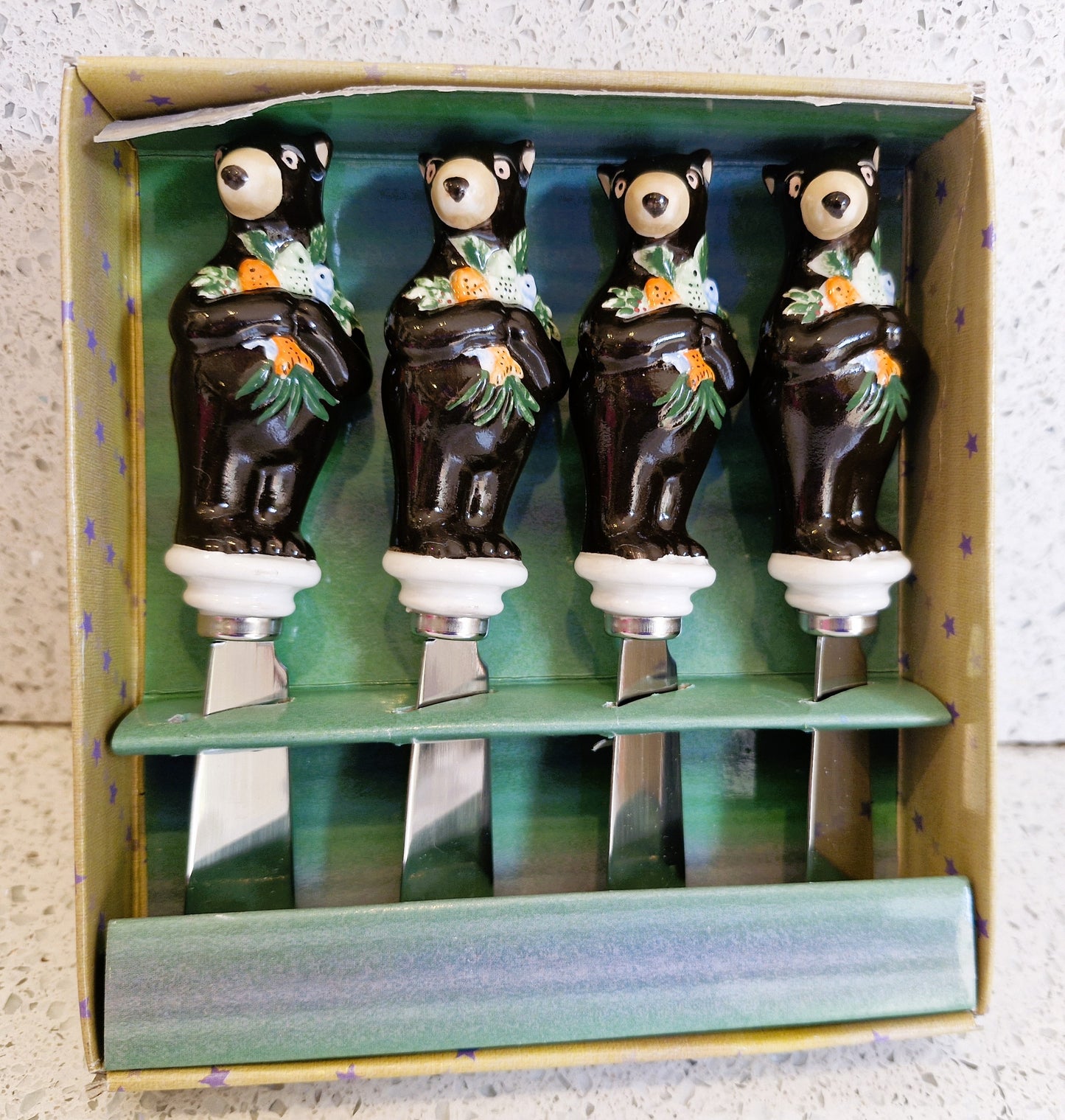 Vintage Bear Butter spreaders, Quirky, Novelty, Bear, Butter Knives, Bear, Gift, Ceramic