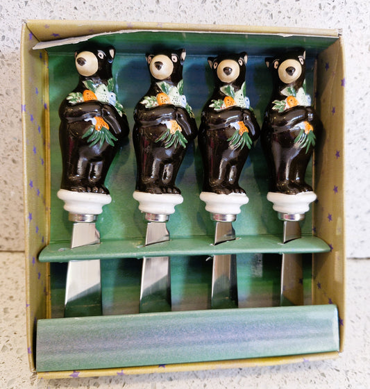 Vintage Bear Butter spreaders, Quirky, Novelty, Bear, Butter Knives, Bear, Gift, Ceramic
