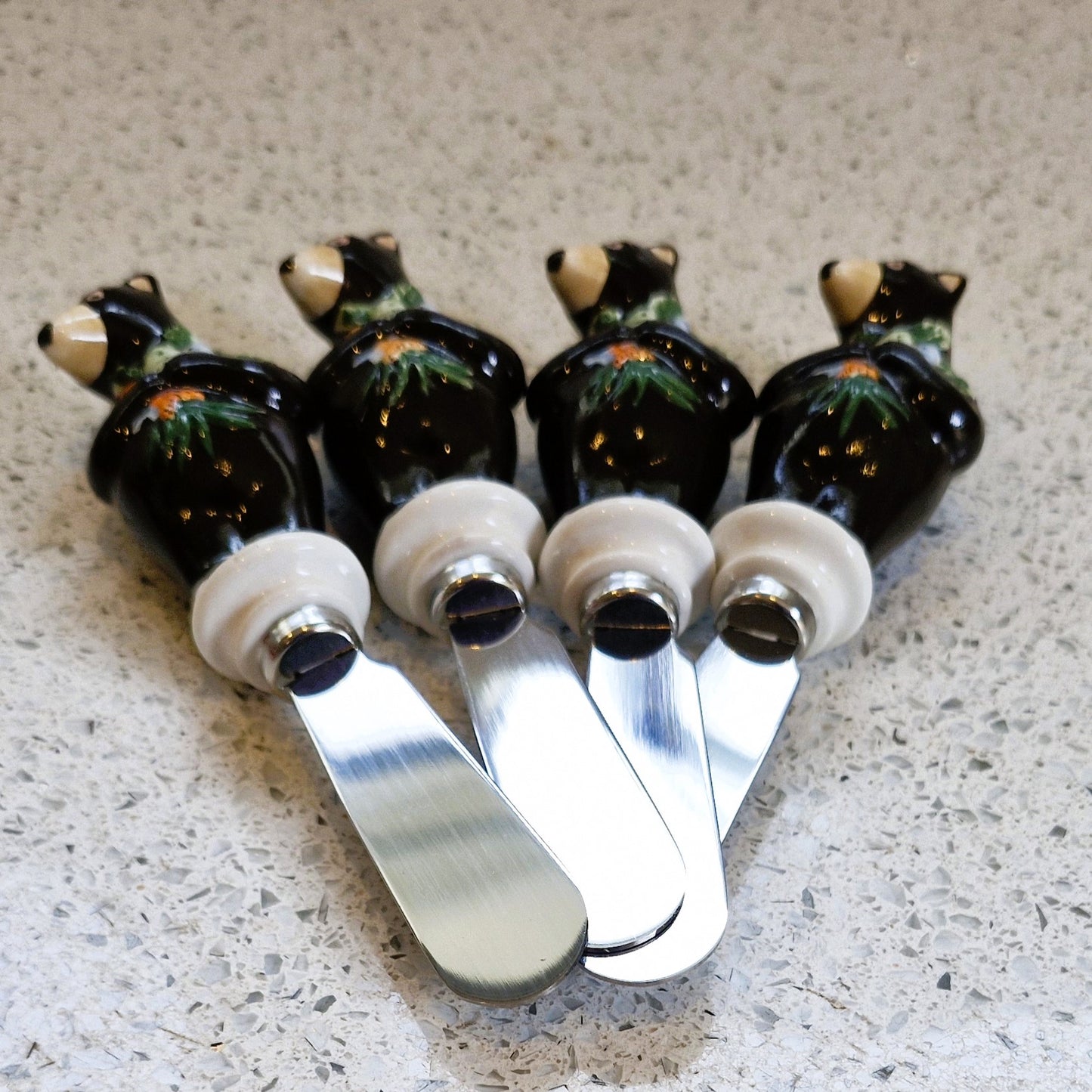 Vintage Bear Butter spreaders, Quirky, Novelty, Bear, Butter Knives, Bear, Gift, Ceramic