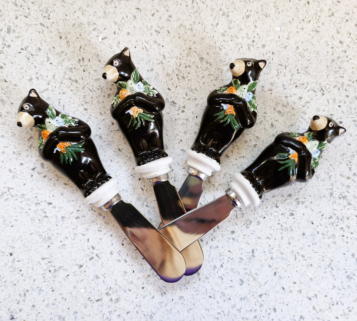 Vintage Bear Butter spreaders, Quirky, Novelty, Bear, Butter Knives, Bear, Gift, Ceramic