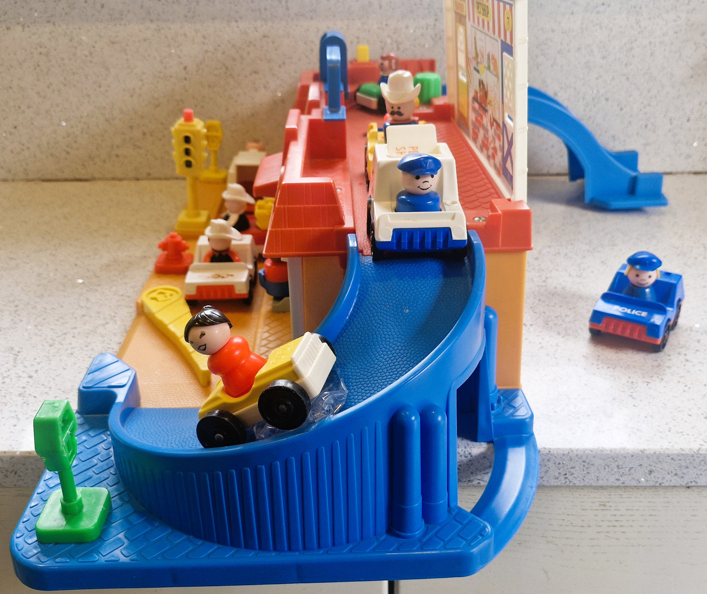 Vintage Fisher Price Main Street Set: Little People Town w/ Vehicles & Figures - BOXED