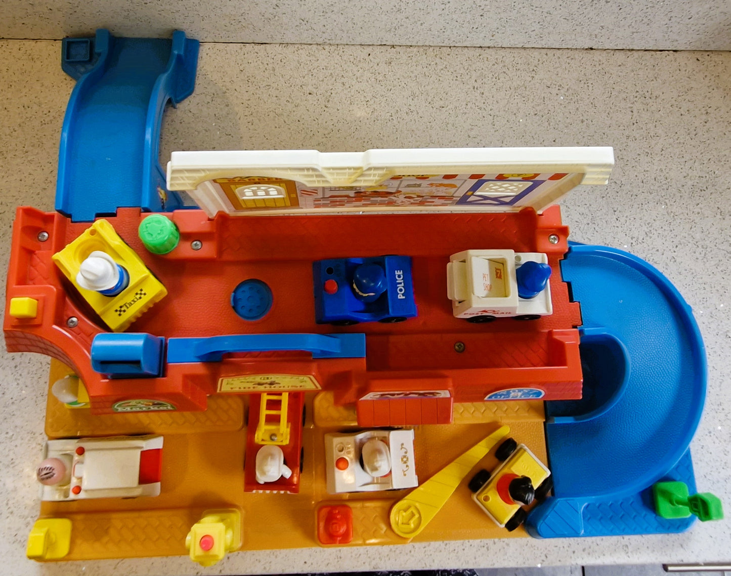 Vintage Fisher Price Main Street Set: Little People Town w/ Vehicles & Figures - BOXED