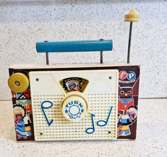 Vintage 1962 Fisher Price Wind-Up TV Radio Music Box: Ten Little Indians