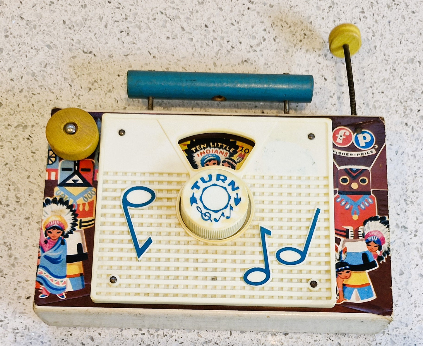 Vintage 1962 Fisher Price Wind-Up TV Radio Music Box: Ten Little Indians