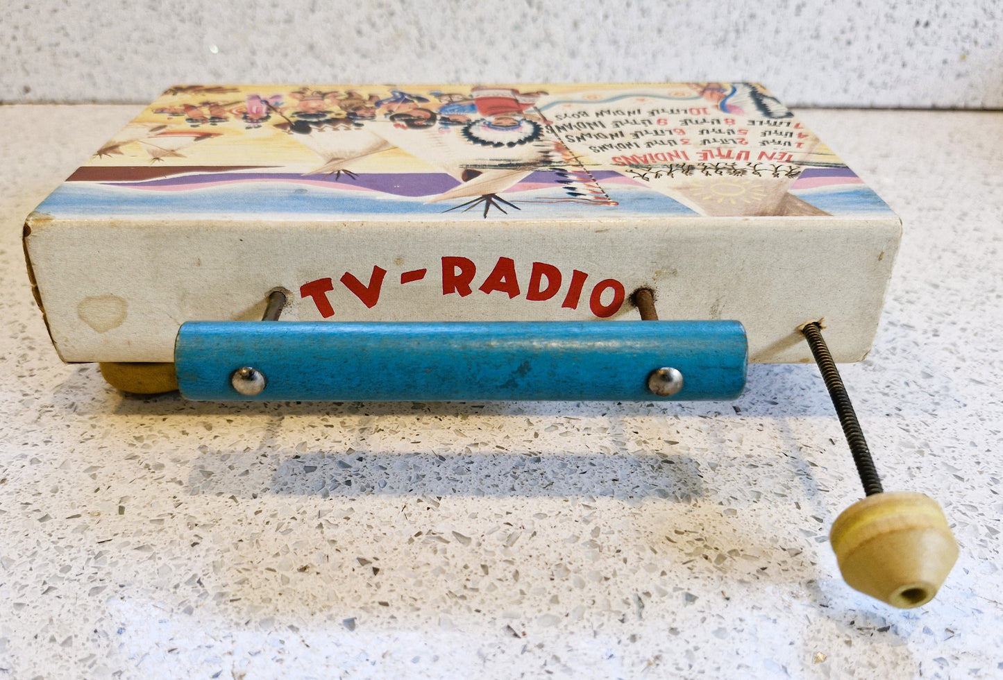 Vintage 1962 Fisher Price Wind-Up TV Radio Music Box: Ten Little Indians