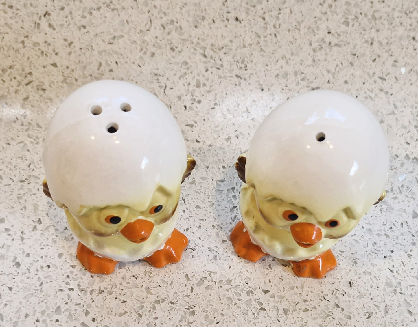 Vintage Ceramic Chicks Salt and Pepper Shakers: Baby Chick, Duckling,