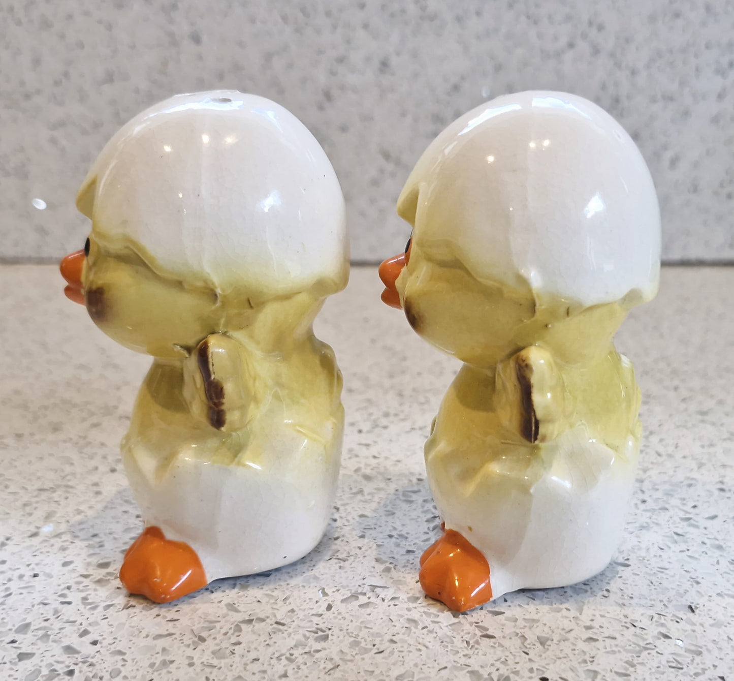 Vintage Ceramic Chicks Salt and Pepper Shakers: Baby Chick, Duckling,