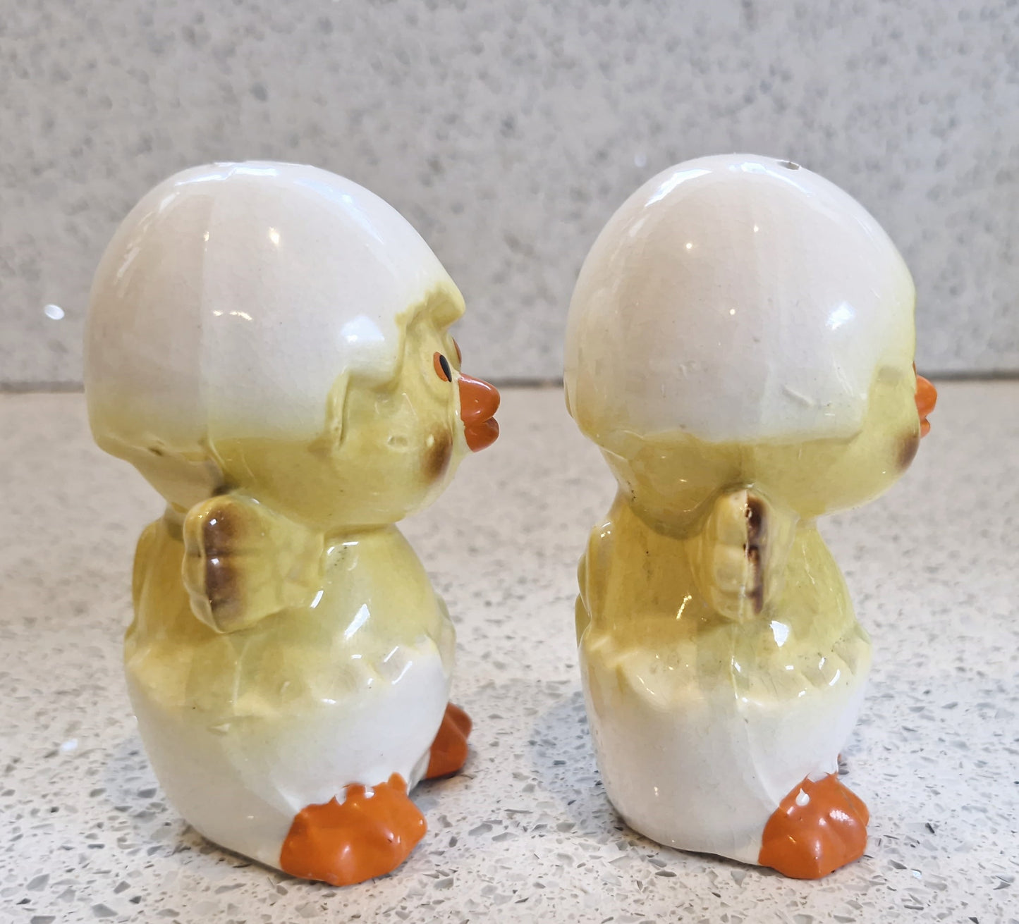 Vintage Ceramic Chicks Salt and Pepper Shakers: Baby Chick, Duckling,