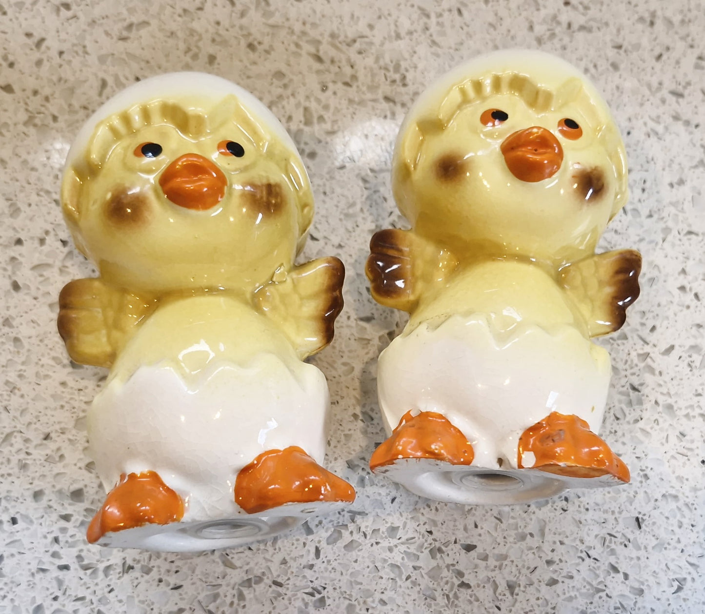 Vintage Ceramic Chicks Salt and Pepper Shakers: Baby Chick, Duckling,