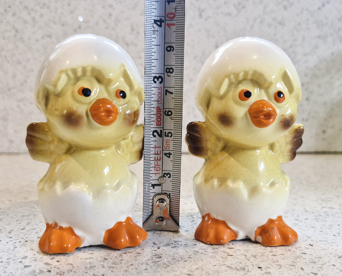 Vintage Ceramic Chicks Salt and Pepper Shakers: Baby Chick, Duckling,