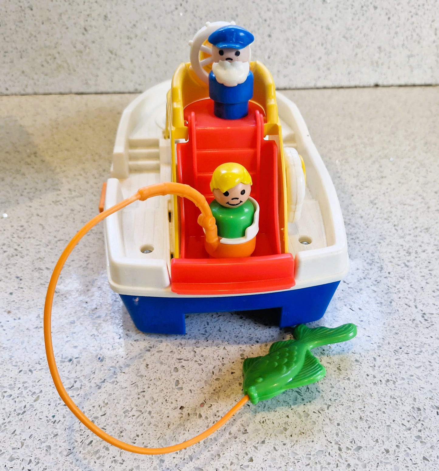Boxed Fisher Price Cruiser,  Fishing Boat, Fisher Price little people cruiser, 1989, Vintage Fisher Price Toys, #2524 Fisher Price, Cruise Boat, COMPLETE