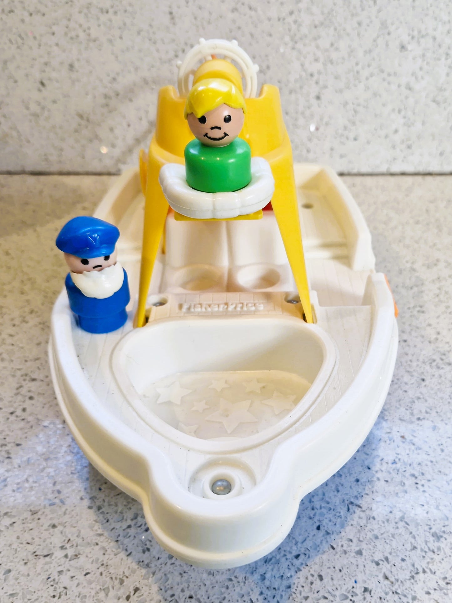 Boxed Fisher Price Cruiser,  Fishing Boat, Fisher Price little people cruiser, 1989, Vintage Fisher Price Toys, #2524 Fisher Price, Cruise Boat, COMPLETE