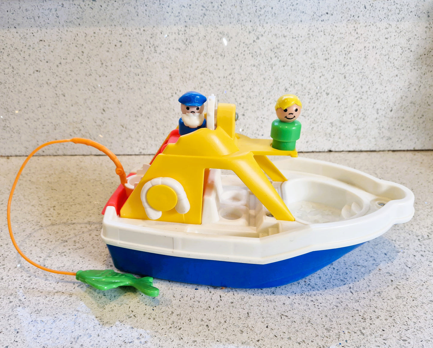 Boxed Fisher Price Cruiser,  Fishing Boat, Fisher Price little people cruiser, 1989, Vintage Fisher Price Toys, #2524 Fisher Price, Cruise Boat, COMPLETE