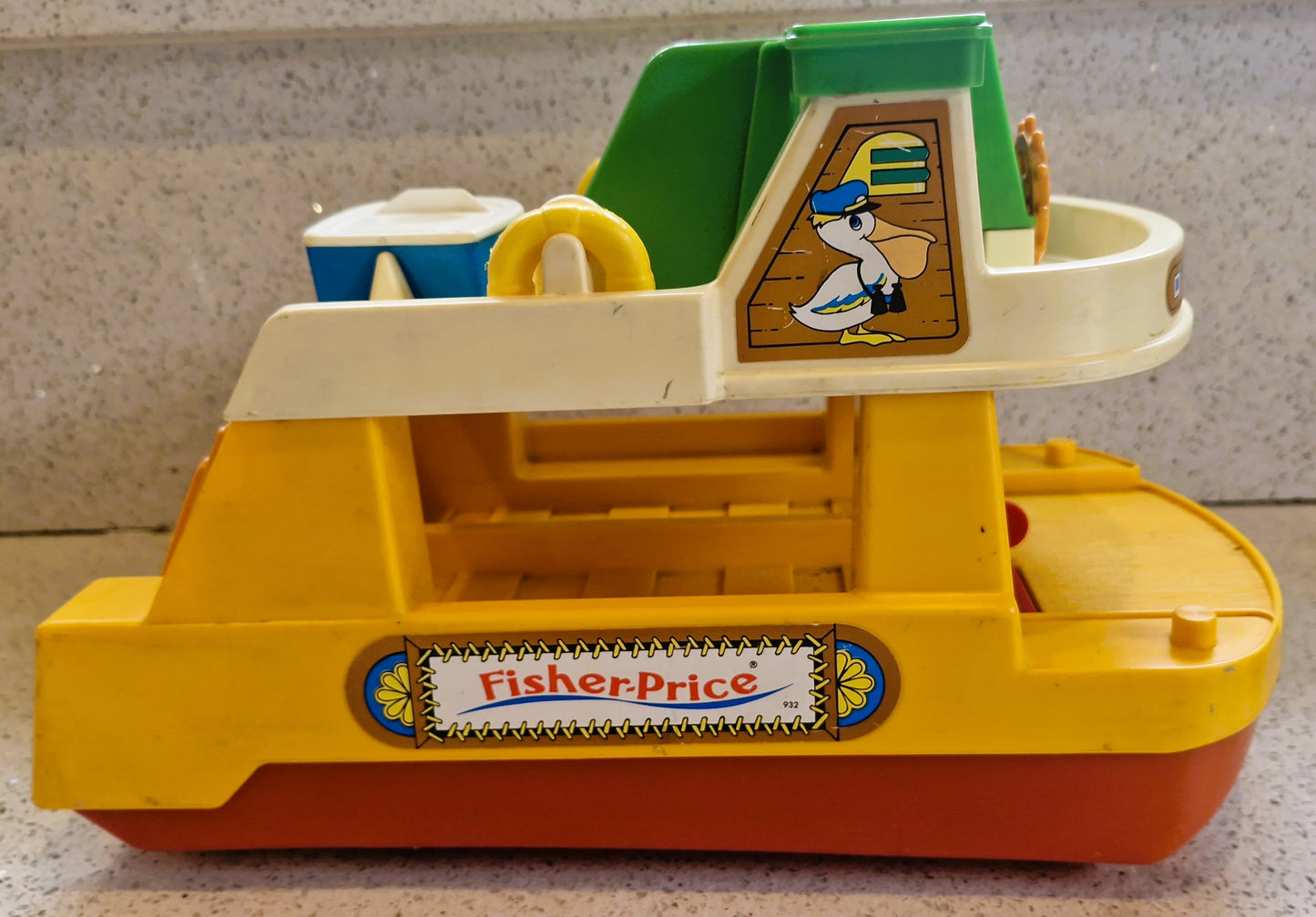 Vintage Fisher Price Ferry Boat Set: 6 Cars, 8 People, Motorbike, Boxed