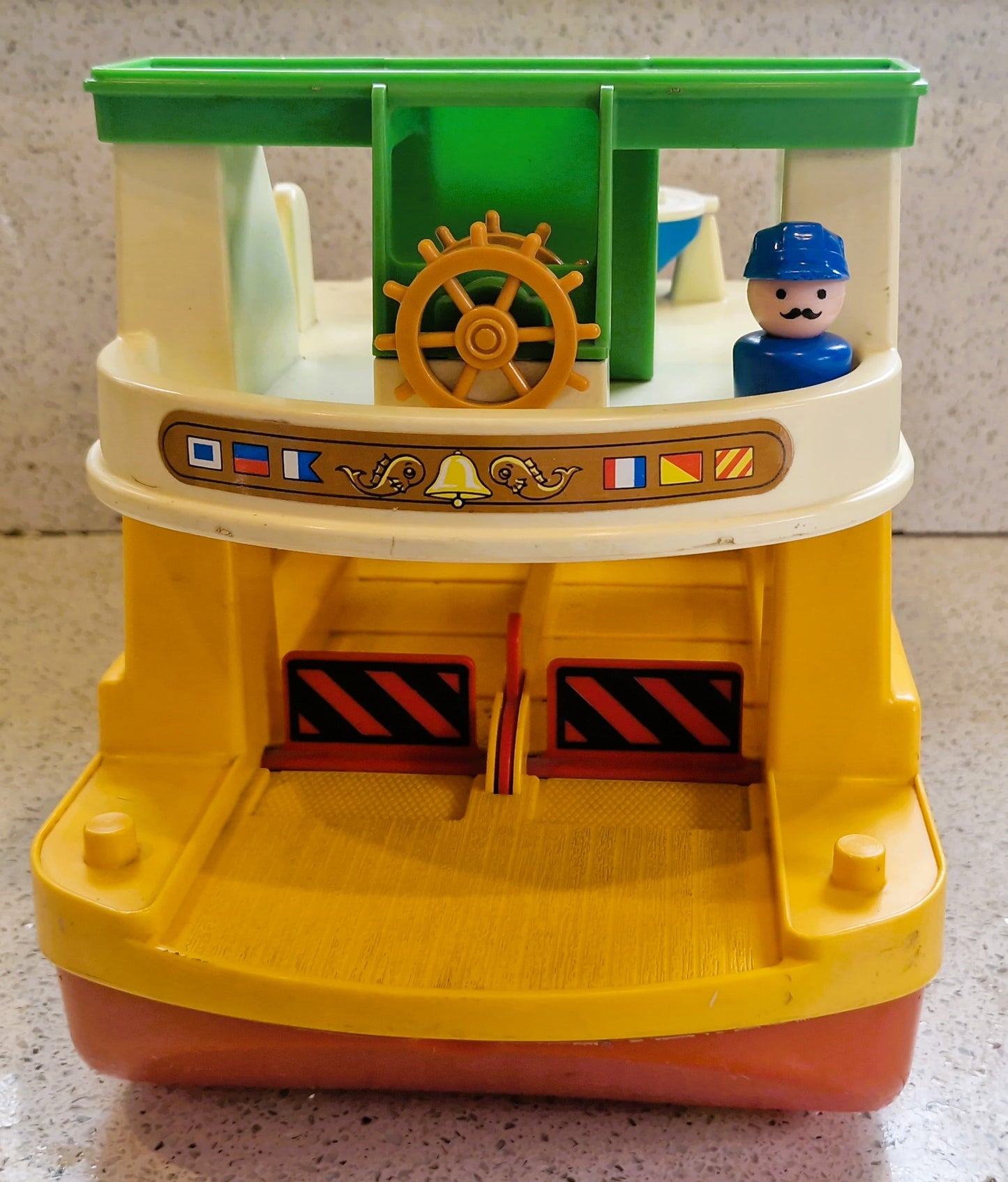 Vintage Fisher Price Ferry Boat Set: 6 Cars, 8 People, Motorbike, Boxed