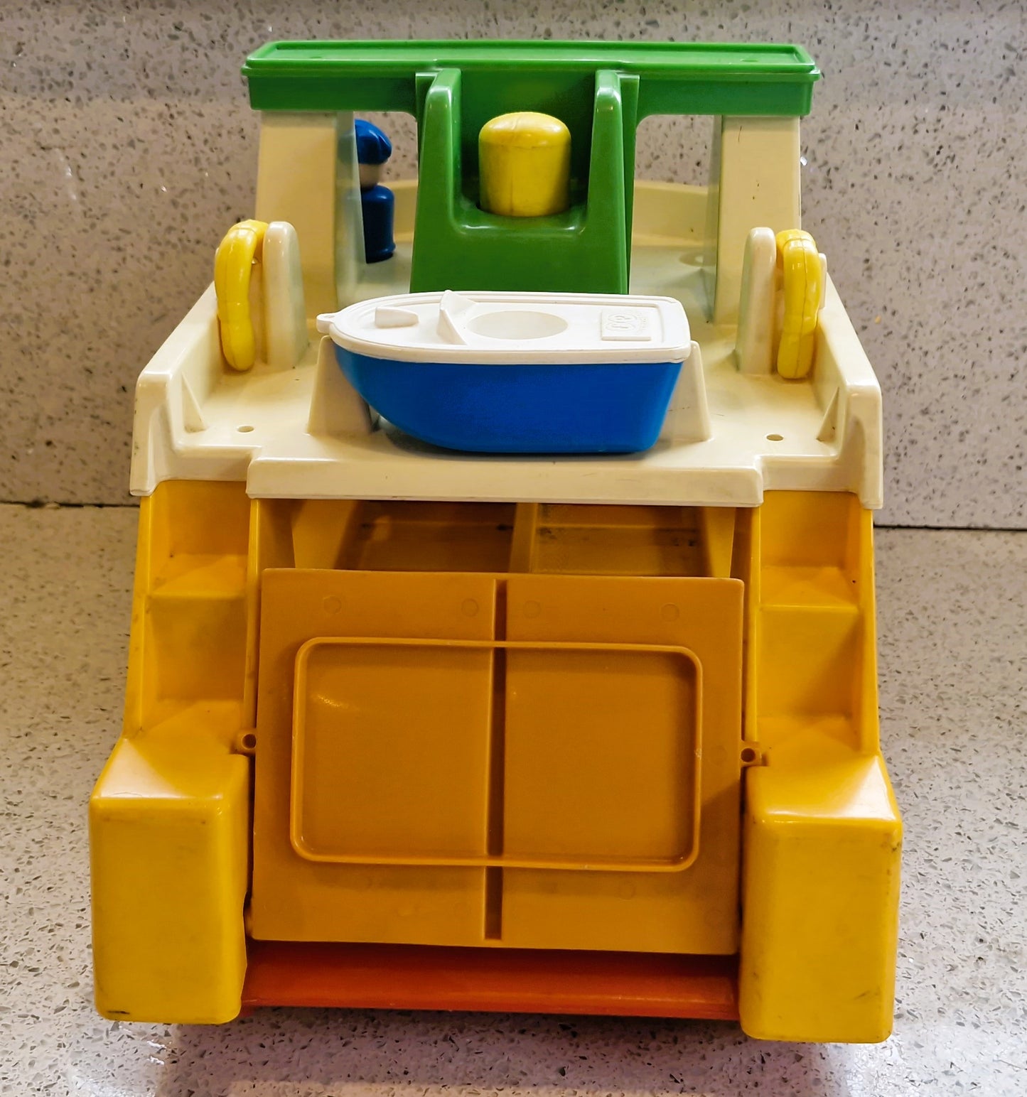 Vintage Fisher Price Ferry Boat Set: 6 Cars, 8 People, Motorbike, Boxed