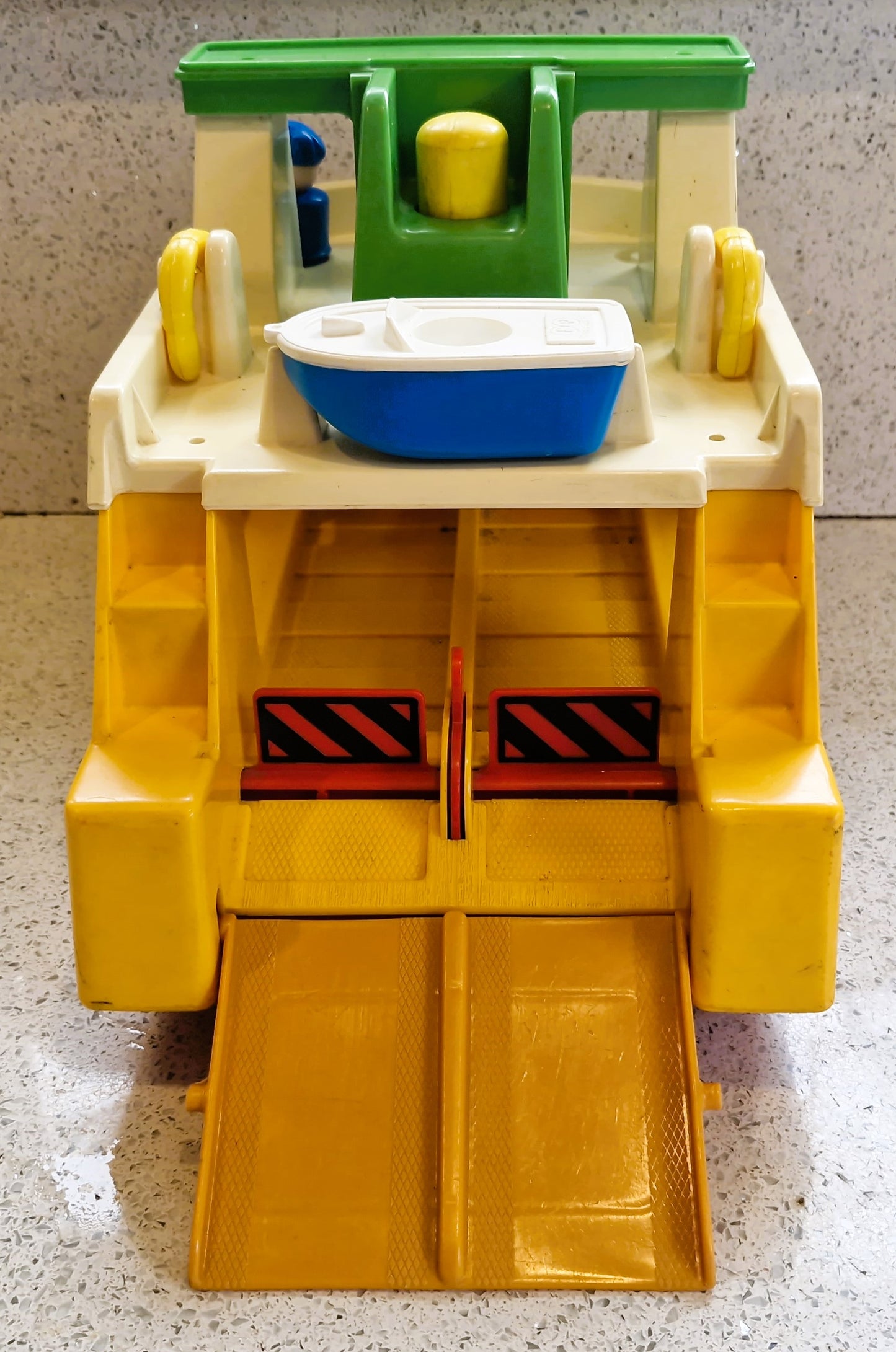 Vintage Fisher Price Ferry Boat Set: 6 Cars, 8 People, Motorbike, Boxed