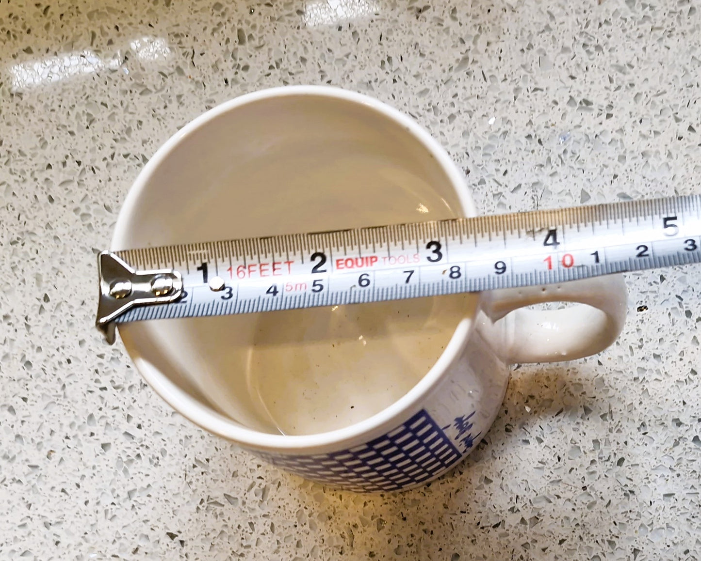 Vintage Ingrid Berger Mug: Blue & White Check Ceramic Coffee Cup, Mug