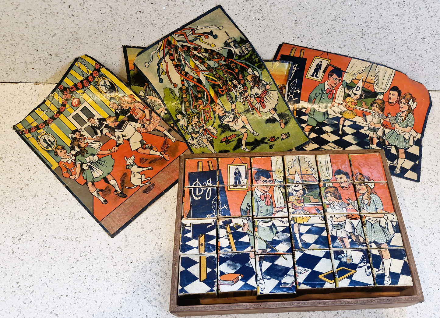 Vintage Block Jigsaw, Antique, Childrens Toys, Vintage Childrens Toys, 30s, 40s, 50s