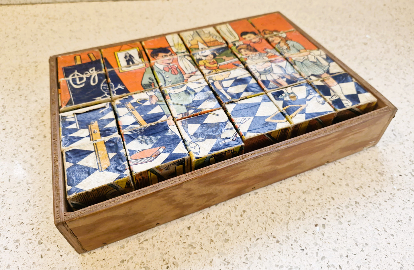 Vintage Block Jigsaw, Antique, Childrens Toys, Vintage Childrens Toys, 30s, 40s, 50s