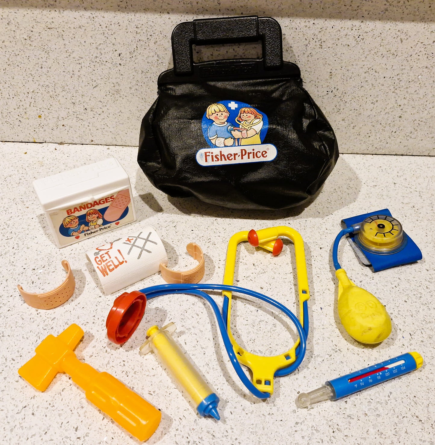 Fisher Price Doctors bag, Medical Kit, Doctor Gift, Doctor Toy, Doctors Black Bag - Very Good Condition