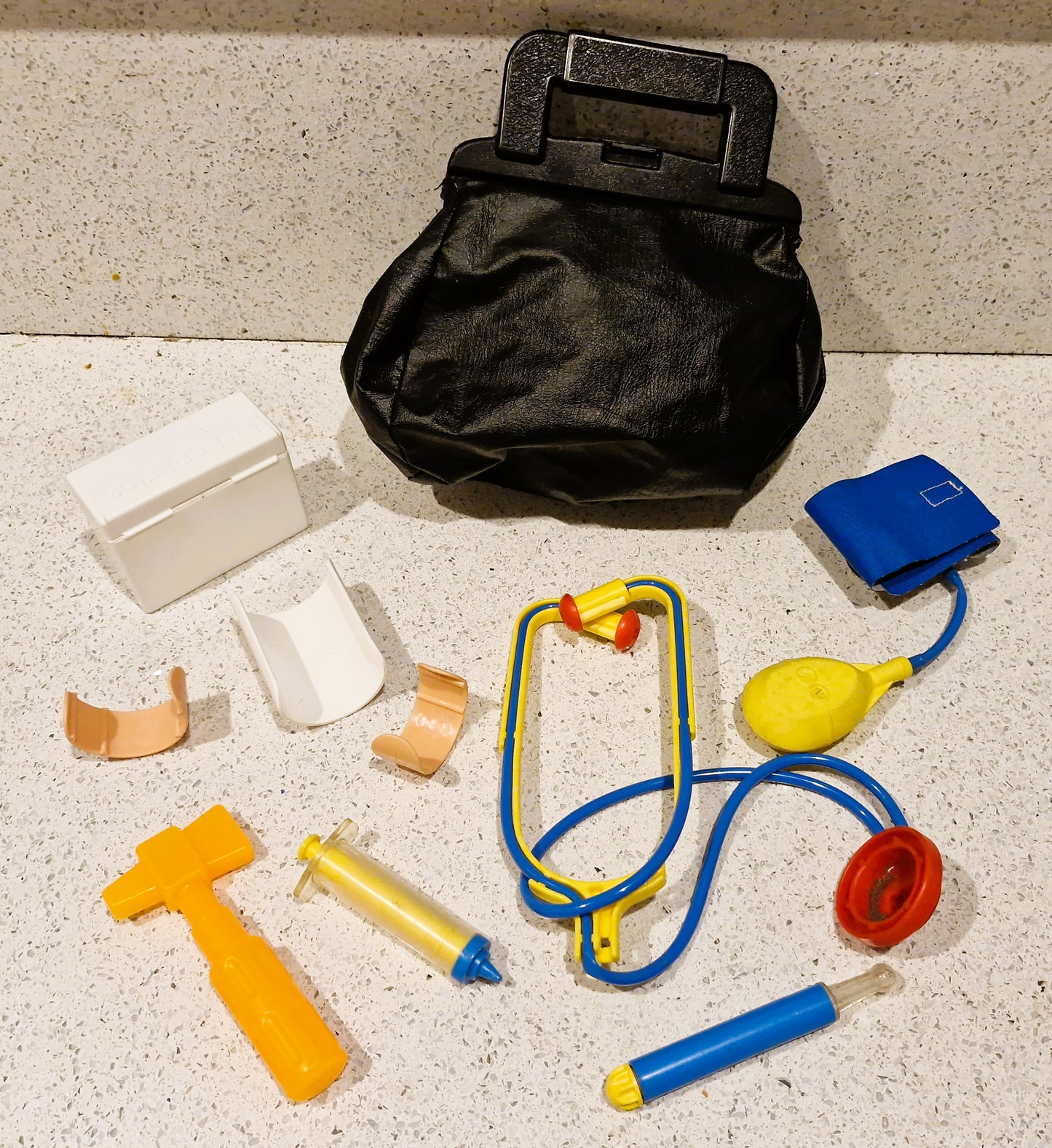 Fisher Price Doctors bag, Medical Kit, Doctor Gift, Doctor Toy, Doctors Black Bag - Very Good Condition