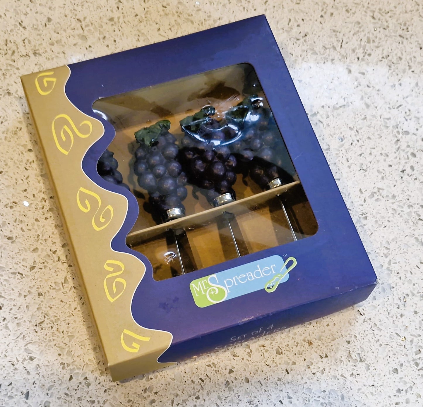 Vintage Grape Butter Spreader: Ceramic Handle, Cheese Board Serving