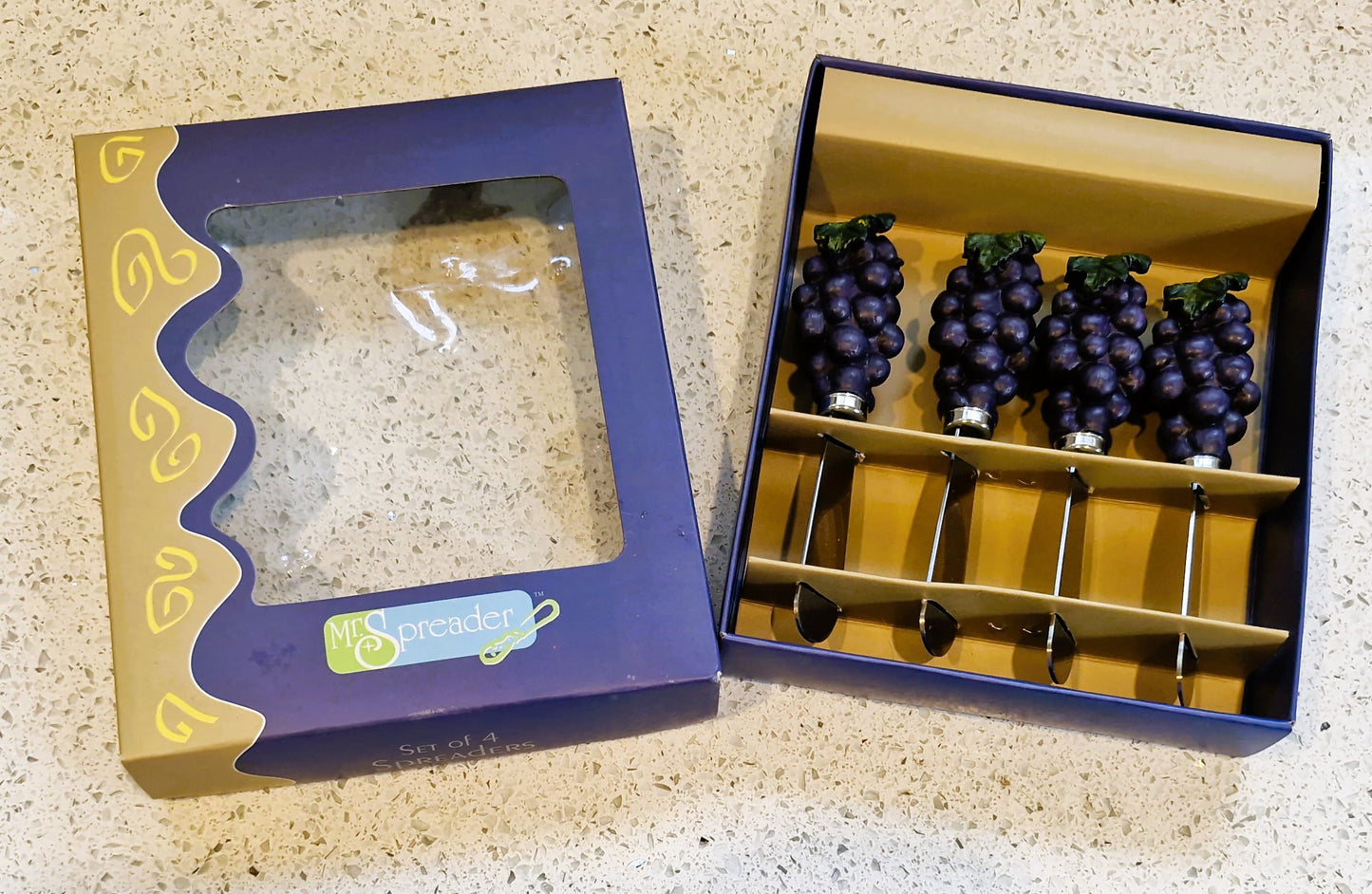 Vintage Grape Butter Spreader: Ceramic Handle, Cheese Board Serving