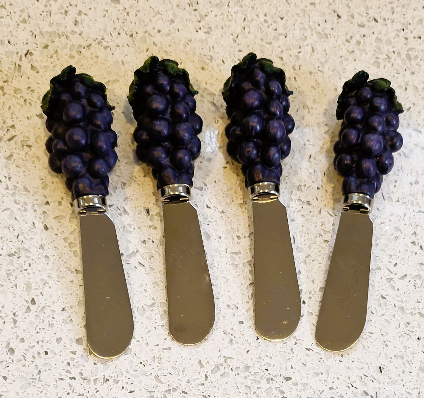 Vintage Grape Butter Spreader: Ceramic Handle, Cheese Board Serving