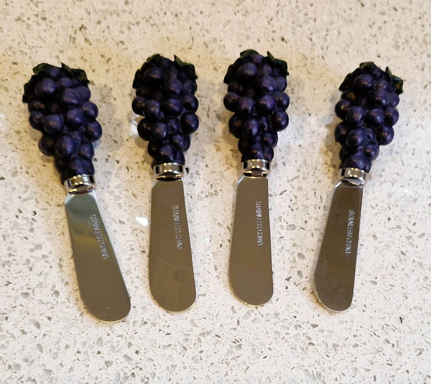 Vintage Grape Butter Spreader: Ceramic Handle, Cheese Board Serving