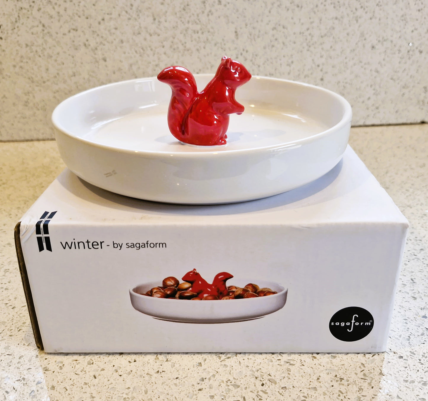 Sagaform Squirrel Nut Bowl: Swedish Design, Red & White