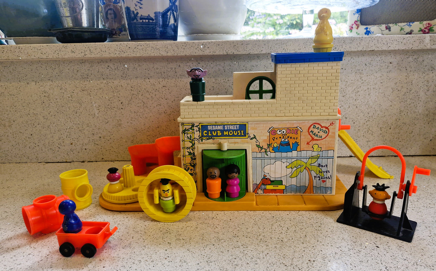 Vintage Fisher Price Sesame Street Clubhouse (1977) - Complete Play Set