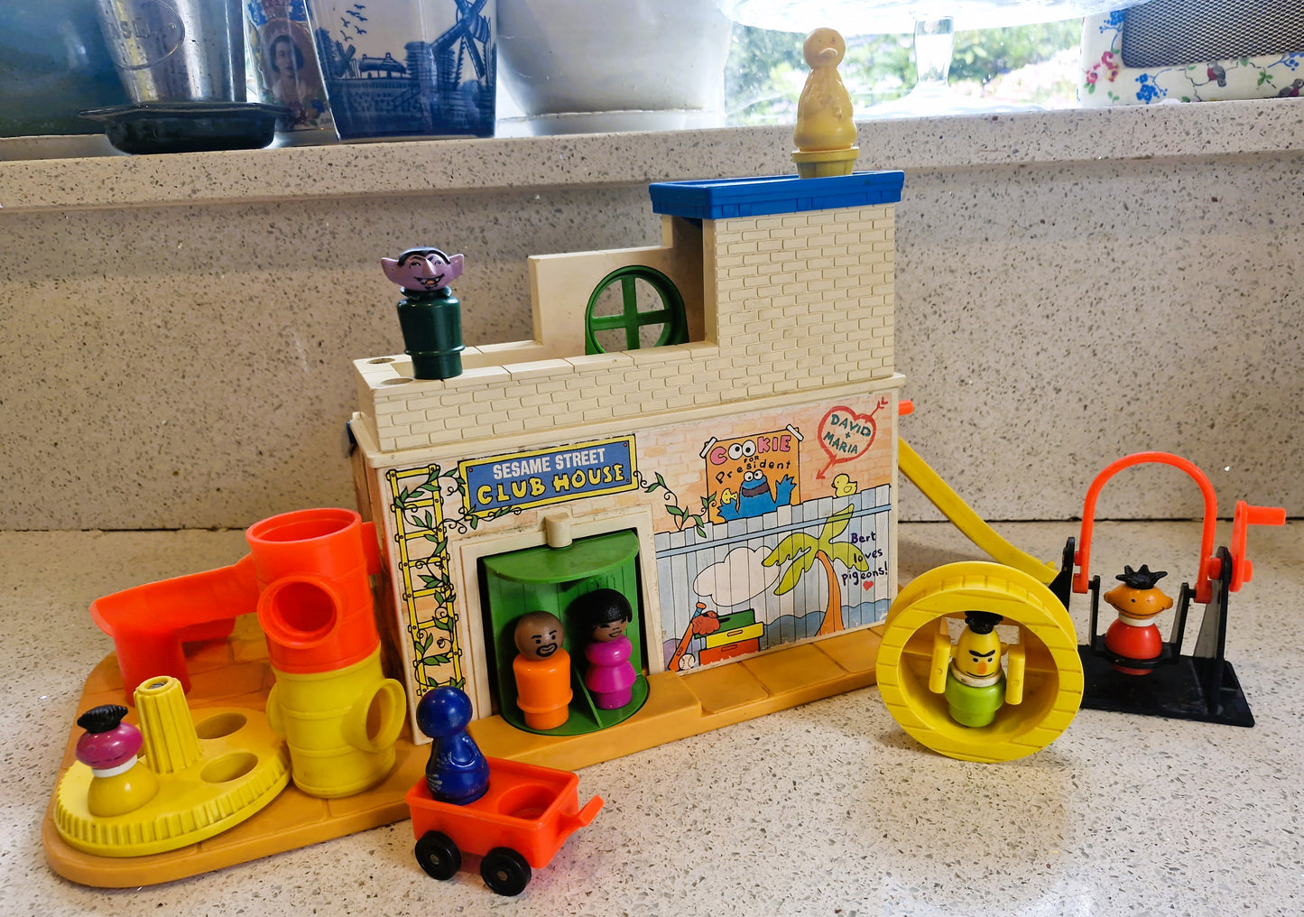 Vintage Fisher Price Sesame Street Clubhouse (1977) - Complete Play Set