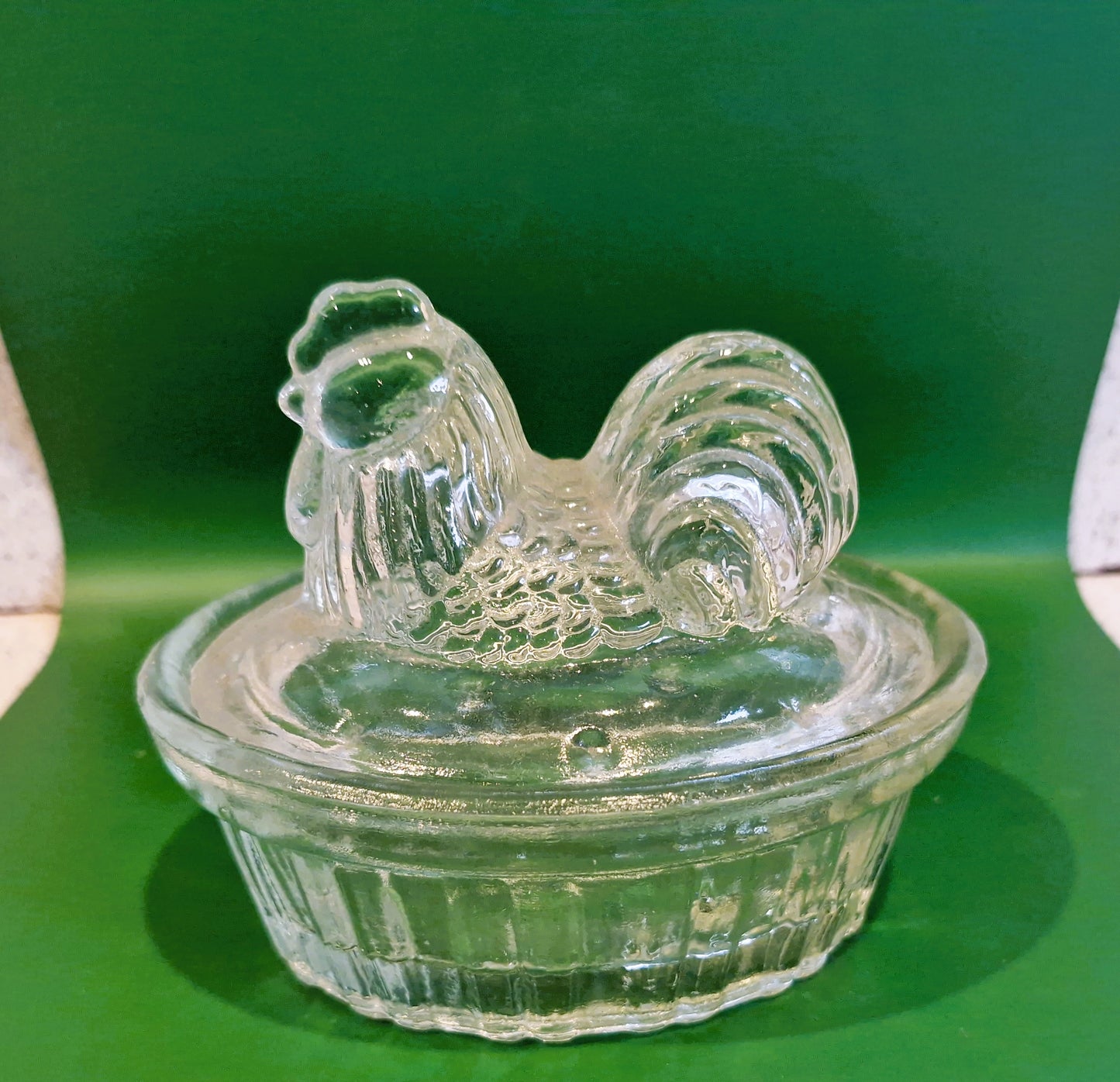 Vintage Glass Chicken Butter Dish: Quirky Kitchen Decor